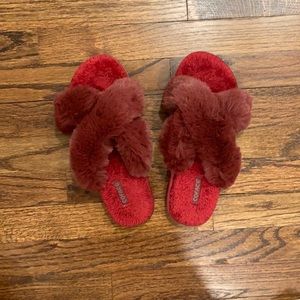 Fuzzy Maroon Slippers